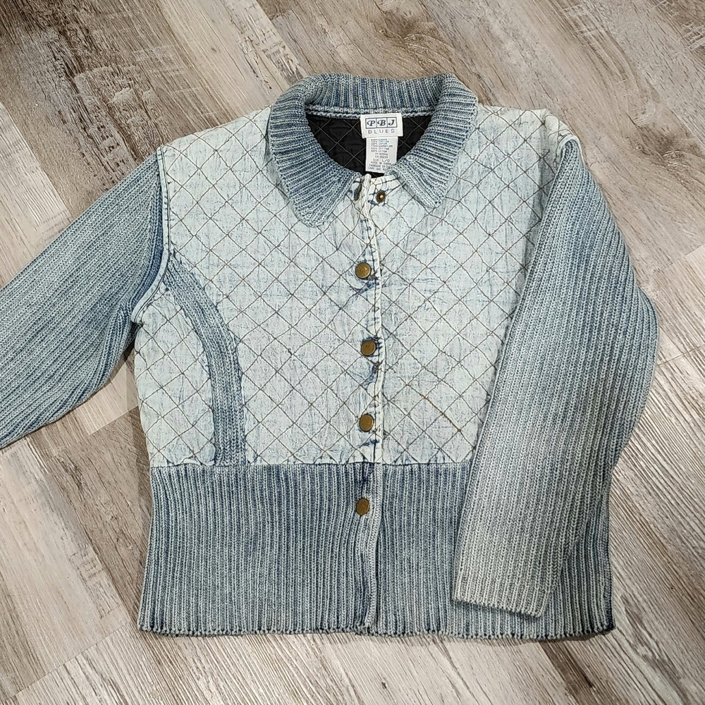 Vintage PBJ Blues Denim & Sweater Quilted Jacket